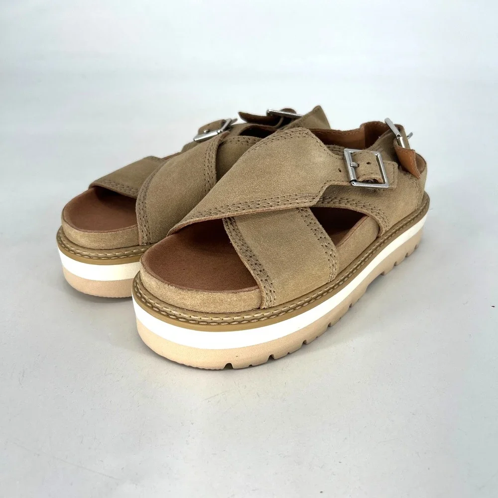 Clarks Orianna Roam Platform Sandal Womens 6 Leather Tan Brown Neutral